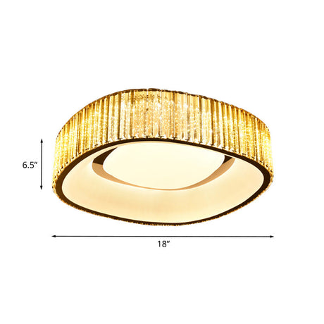 Minimalist Crystal Prism Led Flushmount Lamp For Bedroom - White Flush Mount Light