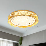 Clear Crystal Led Drum Flush Mount Light | Modern Chrome Ceiling Lamp For Bedroom