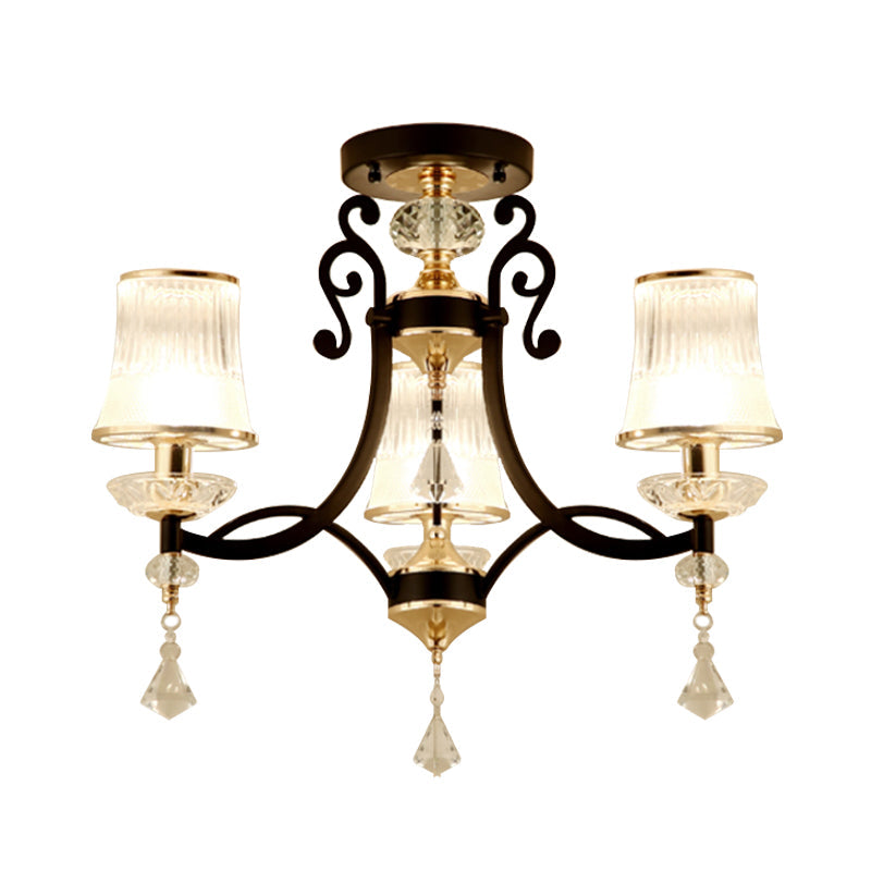 Swirling Crystal Raindrop Pendant Chandelier - Minimalist Kitchen Lamp With 3 Lights And