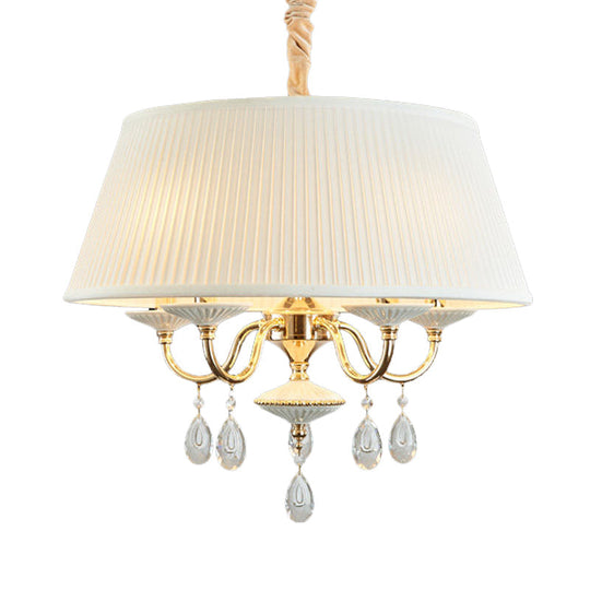 Minimalist Drum Fabric Pendant Chandelier With Crystal Droplets