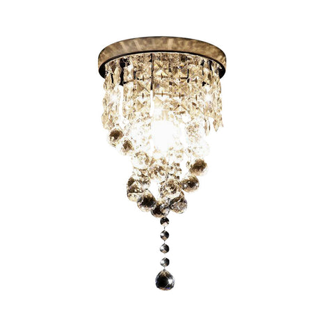 Modern Cylindrical Crystal Flush Mount Ceiling Light Fixture