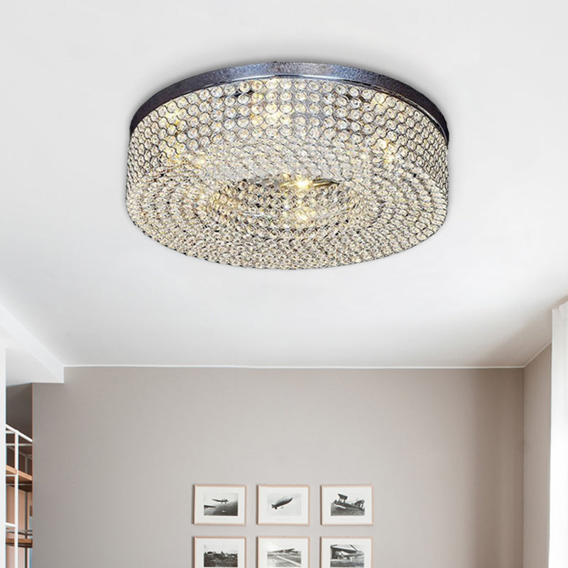 Modern Crystal Flush Mount Ceiling Light Fixture With 6-Bulb Recessed Lighting