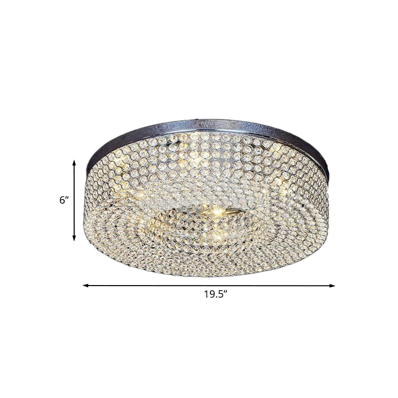 Modern Crystal Flush Mount Ceiling Light Fixture With 6-Bulb Recessed Lighting