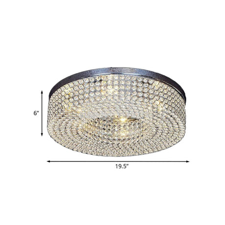 Modern Crystal Flush Mount Ceiling Light Fixture With 6-Bulb Recessed Lighting