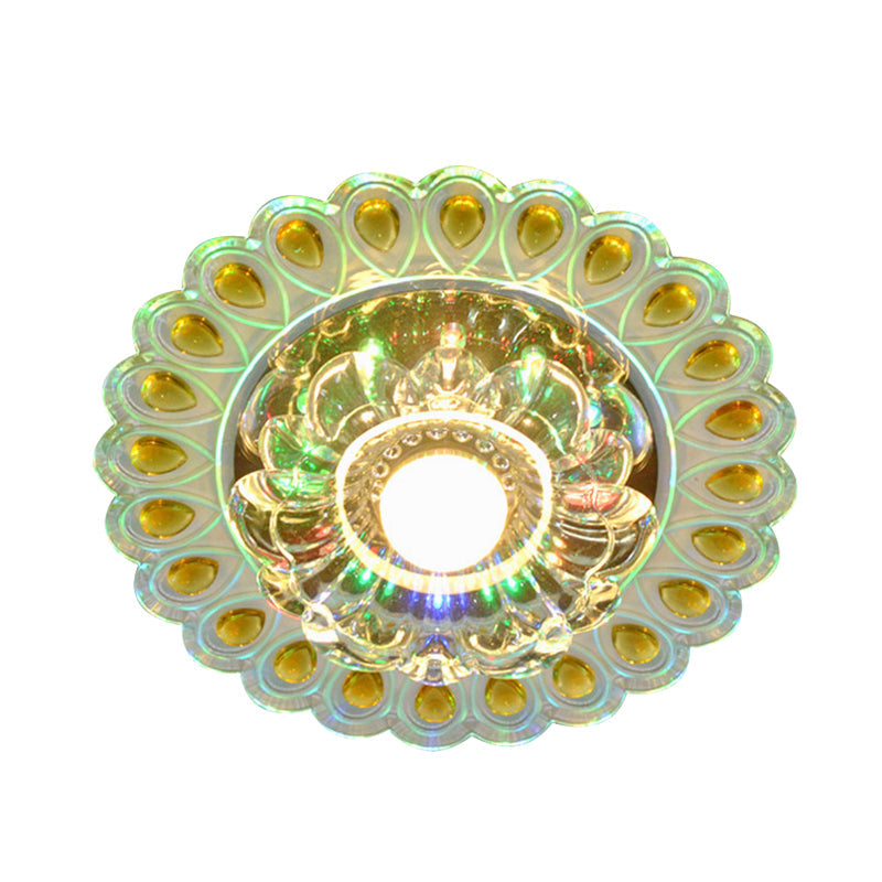 Nordic Blossoms Led Ceiling Light With Faceted Clear Glass For Corridor