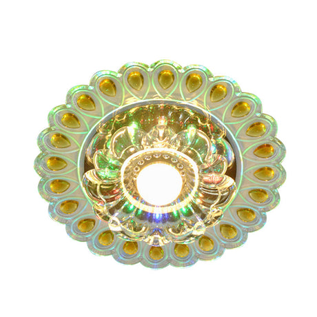 Nordic Blossoms Led Ceiling Light With Faceted Clear Glass For Corridor