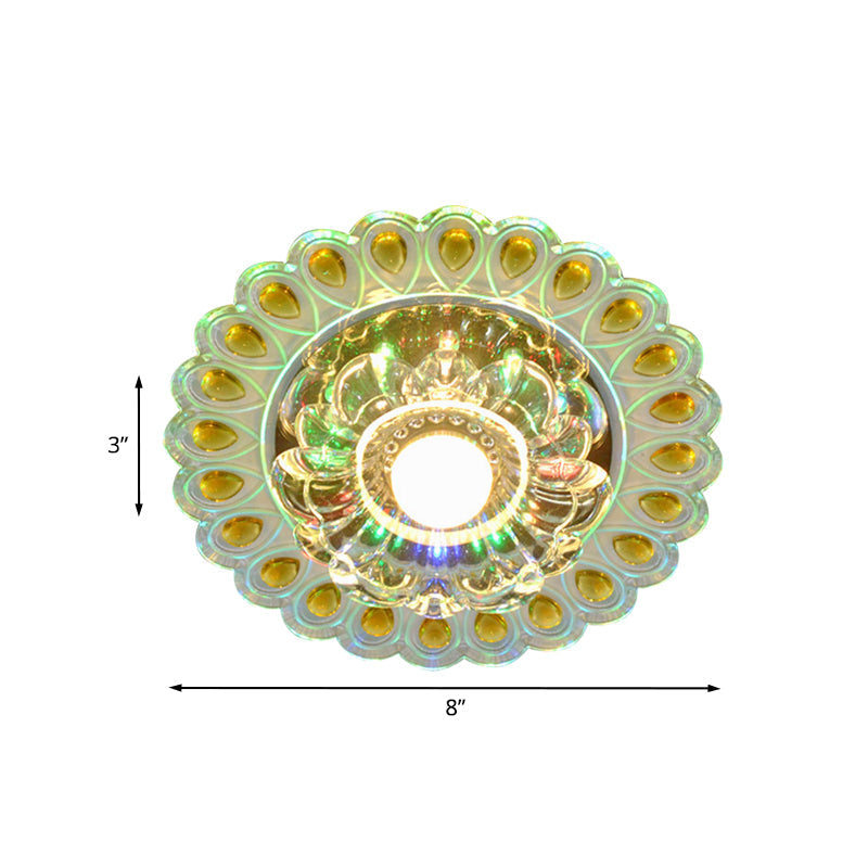 Nordic Blossoms Led Ceiling Light With Faceted Clear Glass For Corridor