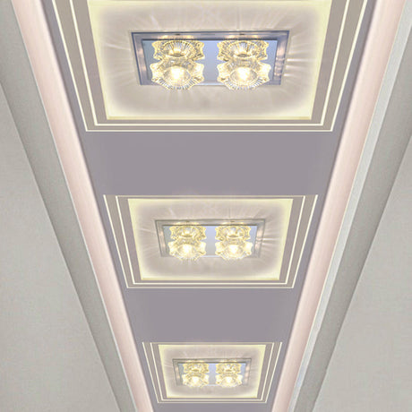 Simple Octagon Led Clear Glass Flush Mount Ceiling Lighting Fixture