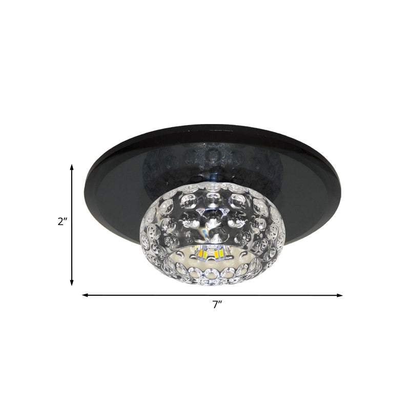 Contemporary Led Flush Mount Ceiling Light - Stylish Clear Glass Lighting Fixture For Guest Room