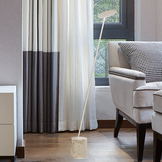 Contemporary Metallic Led Circle Floor Reading Lamp - White/Black Stand Up Light