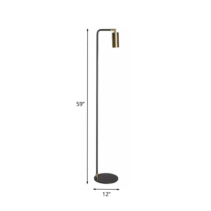 Simplicity Metallic 1 Head Bedside Floor Reading Lamp In Black And Gold