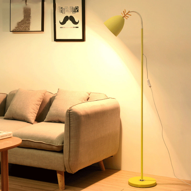 Macaroon Arc Trumpet Shade Floor Lamp In Black/White/Pink With Antler Design - Stylish Metallic