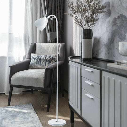 Macaroon Arc Trumpet Shade Floor Lamp In Black/White/Pink With Antler Design - Stylish Metallic