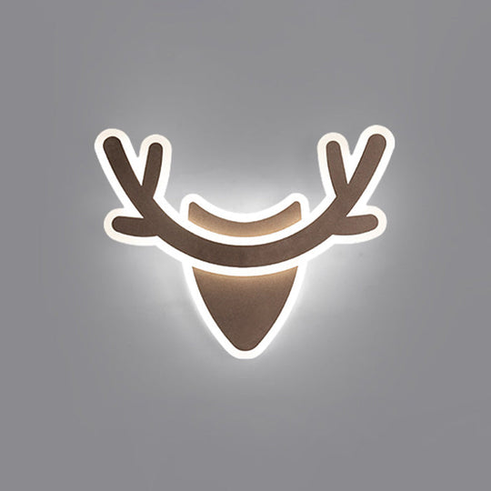 Nordic Flush Mount Wall Sconce With Led Light Coffee Heart Shape/Black Wifi Acrylic Shade And Elk