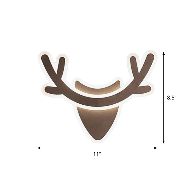 Nordic Flush Mount Wall Sconce With Led Light Coffee Heart Shape/Black Wifi Acrylic Shade And Elk