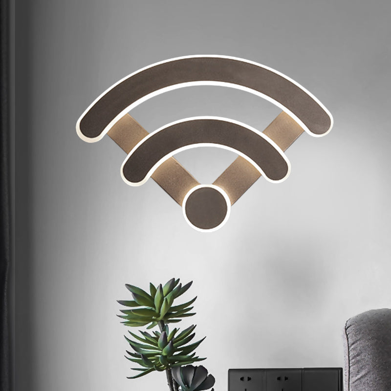 Nordic Flush Mount Wall Sconce With Led Light Coffee Heart Shape/Black Wifi Acrylic Shade And Elk