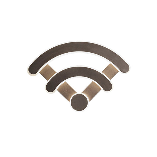 Nordic Flush Mount Wall Sconce With Led Light Coffee Heart Shape/Black Wifi Acrylic Shade And Elk