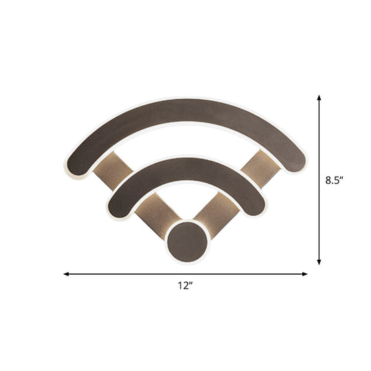 Nordic Flush Mount Wall Sconce With Led Light Coffee Heart Shape/Black Wifi Acrylic Shade And Elk