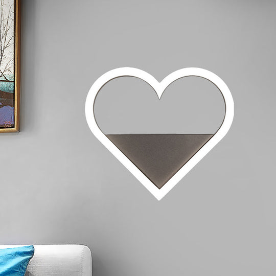 Nordic Flush Mount Wall Sconce With Led Light Coffee Heart Shape/Black Wifi Acrylic Shade And Elk