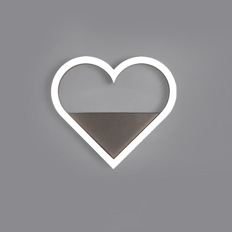 Nordic Flush Mount Wall Sconce With Led Light Coffee Heart Shape/Black Wifi Acrylic Shade And Elk