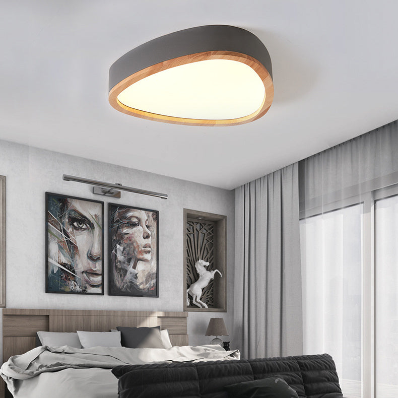 Wooden Teardrop Led Ceiling Light For Boys Bedroom Grey / Warm