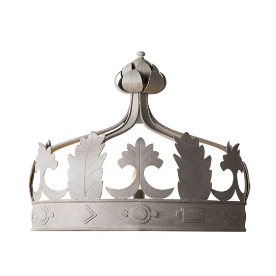 Vintage Metal Crown 3-Light Wall Sconce In Grey/Gold - Bedroom Wall-Mounted Lighting