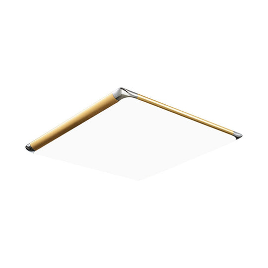 Modern Ultra - Thin Square Flush Mount With Gold Integrated Led Acrylic Shade - Warm/White