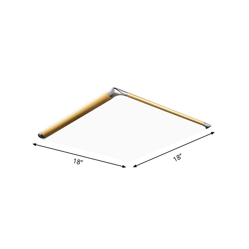 Modern Ultra - Thin Square Flush Mount With Gold Integrated Led Acrylic Shade - Warm/White