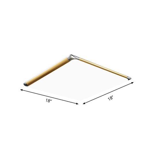 Modern Ultra - Thin Square Flush Mount With Gold Integrated Led Acrylic Shade - Warm/White