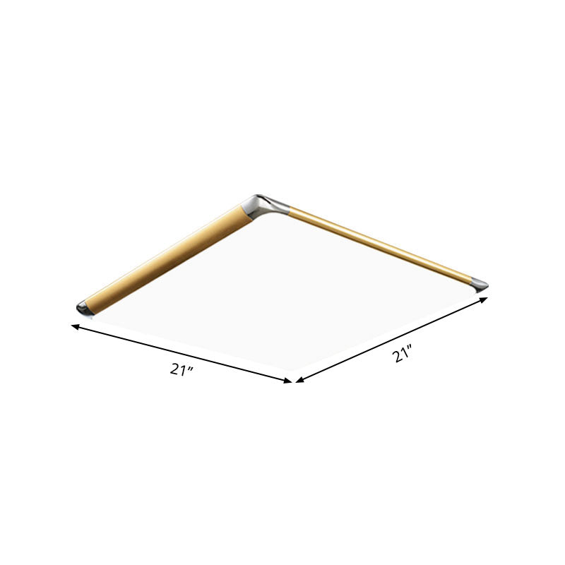 Modern Ultra-Thin Square Flush Mount With Gold Integrated Led Acrylic Shade - Warm/White 18/21/35.5