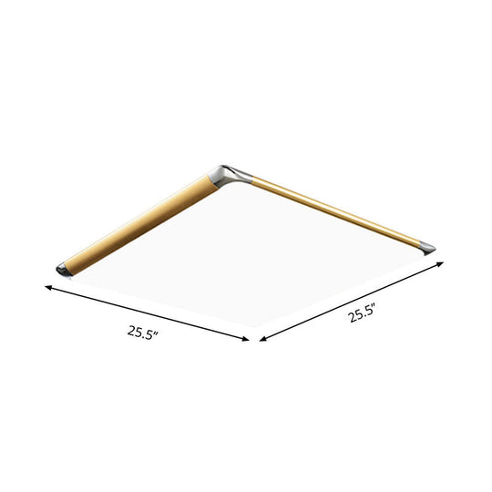 Modern Ultra - Thin Square Flush Mount With Gold Integrated Led Acrylic Shade - Warm/White