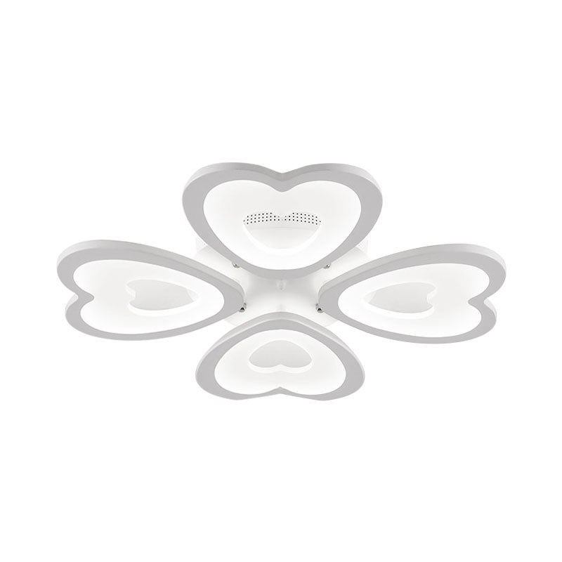 Contemporary 4/6 - Light Ceiling Mount Fixture With Acrylic Shade - White Heart Flush Lamp In