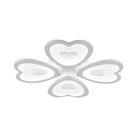 Contemporary 4/6-Light Ceiling Mount Fixture With Acrylic Shade - White Heart Flush Lamp In