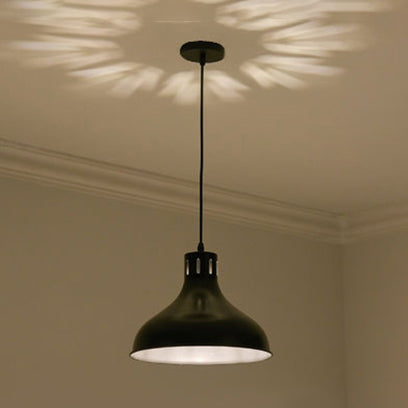 Retro Style Metallic Bowl Shade Hanging Lamp - 1-Light Black Pendant Lighting For Bedroom