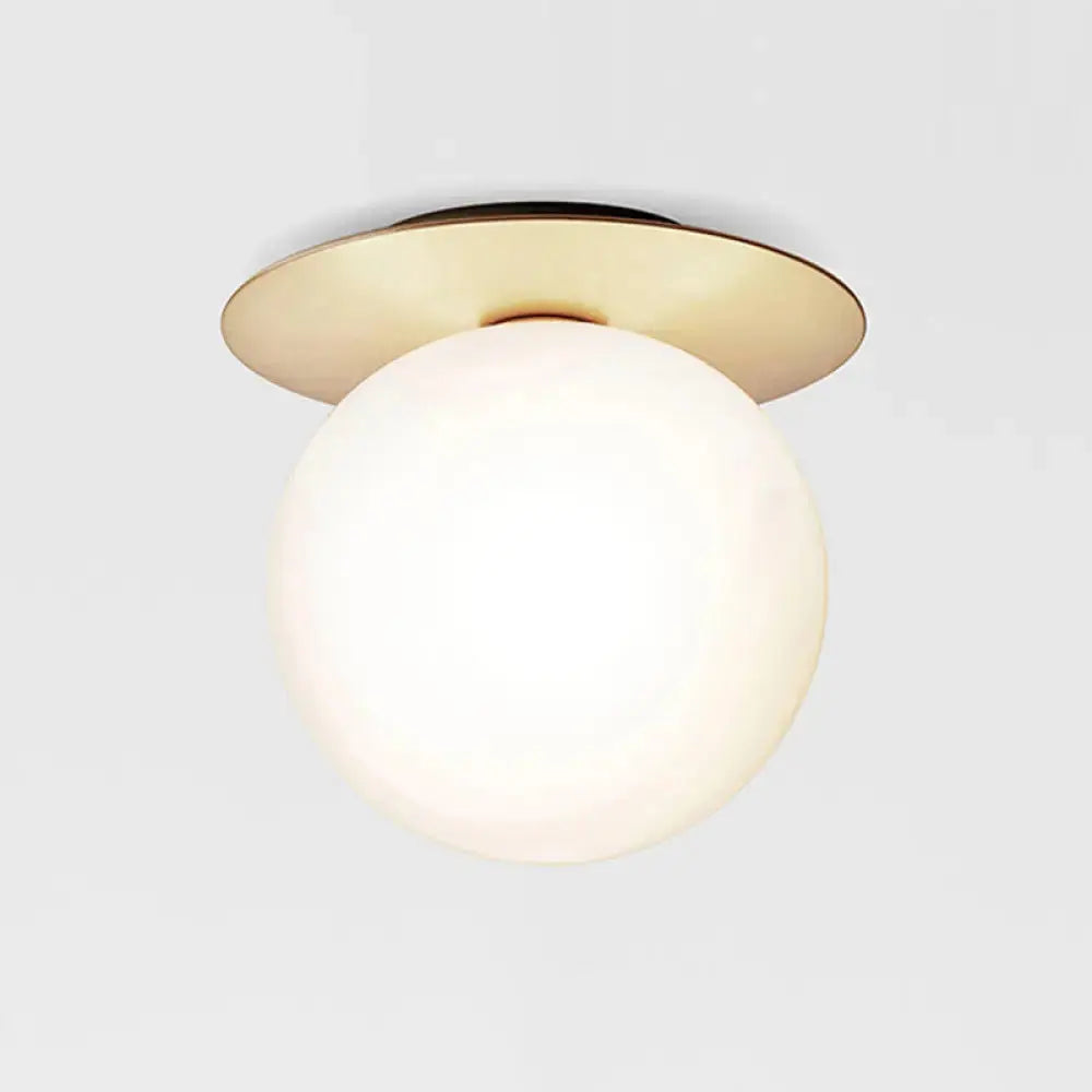 Contemporary Glass Led Flush Mount Ceiling Light - Stylish Lighting For Corridor Gold / Milk White