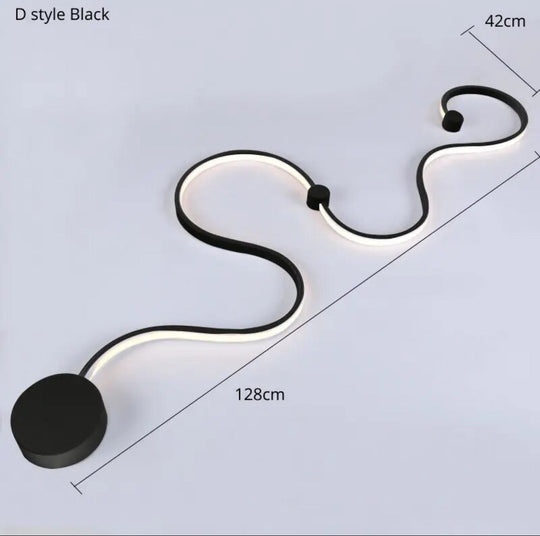 Nordic Style Led Wall Lamp - Metallic Snake Design In Sleek Black Finish Ideal For Contemporary