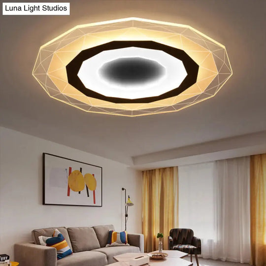 Minimalist Flush Mount Led Ceiling Lamp In White With Ultrathin Design & Acrylic Finish