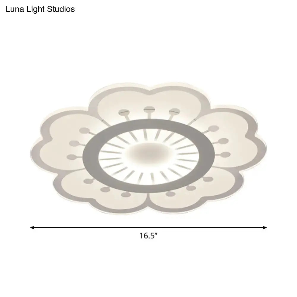 Minimalist Flush Mount Led Ceiling Lamp In White With Ultrathin Design & Acrylic Finish