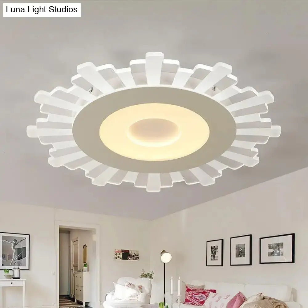 Minimalist Flush Mount Led Ceiling Lamp In White With Ultrathin Design & Acrylic Finish