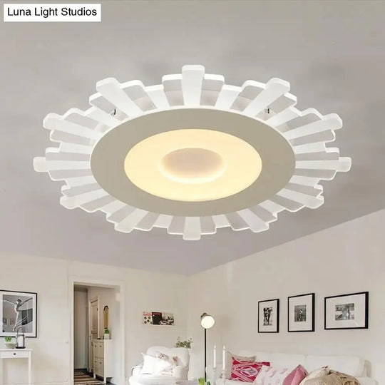 Minimalist Flush Mount Led Ceiling Lamp In White With Ultrathin Design & Acrylic Finish