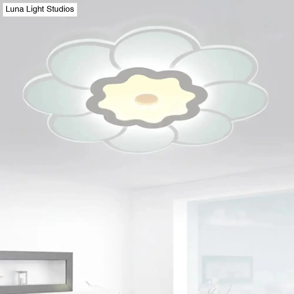 Minimalist Flush Mount Led Ceiling Lamp In White With Ultrathin Design & Acrylic Finish