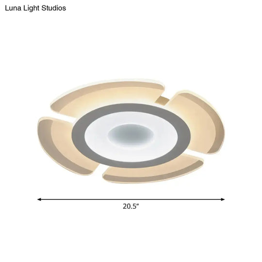 Modern Acrylic Floweret Flushmount Ceiling Light In White - Ultrathin Led Lighting For Bedroom