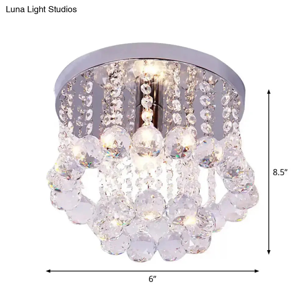 Modern Crystal Orb Ceiling Light Nickel Finish Semi Flush Mount Lamp - Available In Small Medium Or