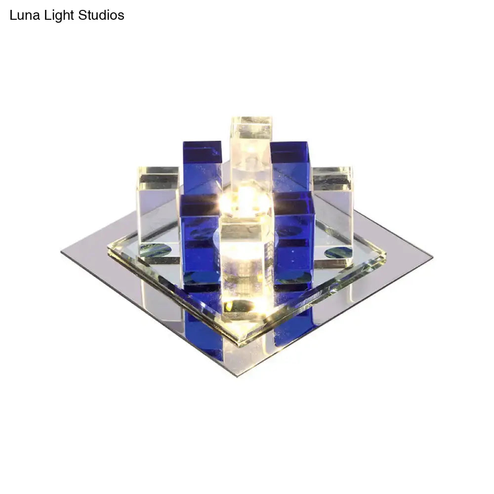 Modern Crystal Square Led Flushmount Light For Corridors