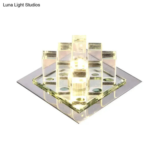 Modern Crystal Square Led Flushmount Light For Corridors