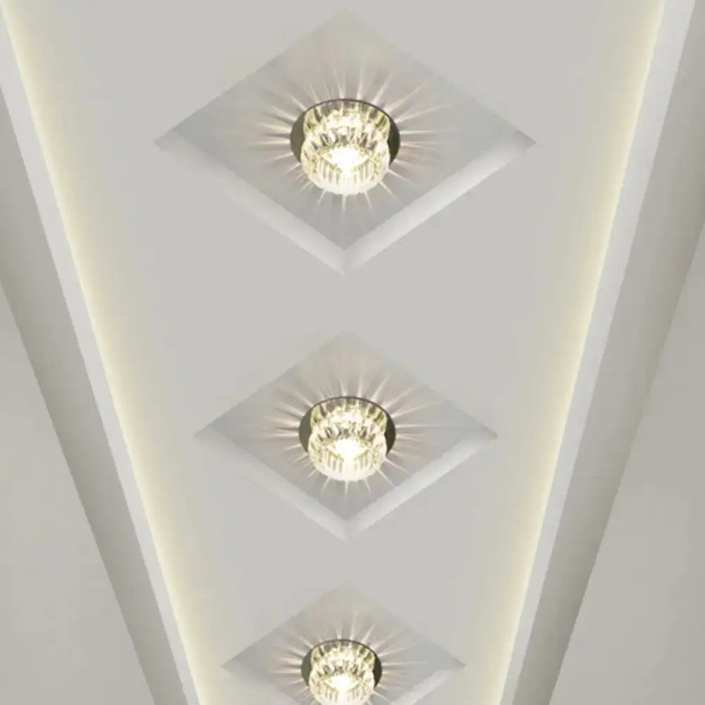 Crystal Led Mini Donut Ceiling Light: Modern Semi Flush Mounted Lamp (Warm/White/Multi Color) Clear