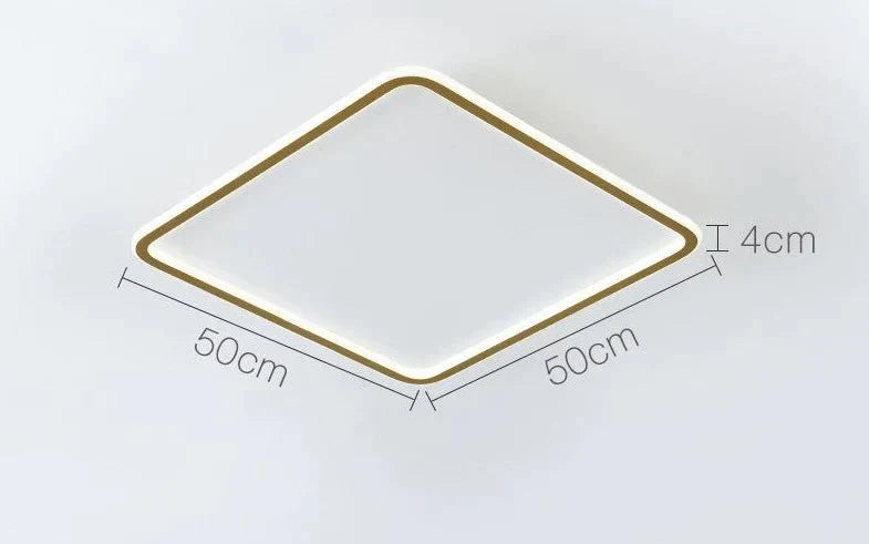 Nordic Bedroom Led Ceiling Lamp Full Copper Square 50*50Cm / 80W Tricolor Light
