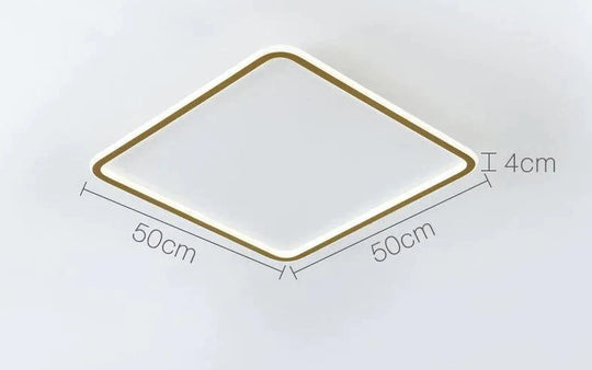 Nordic Bedroom Led Ceiling Lamp Full Copper Square 50*50Cm / 80W Tricolor Light