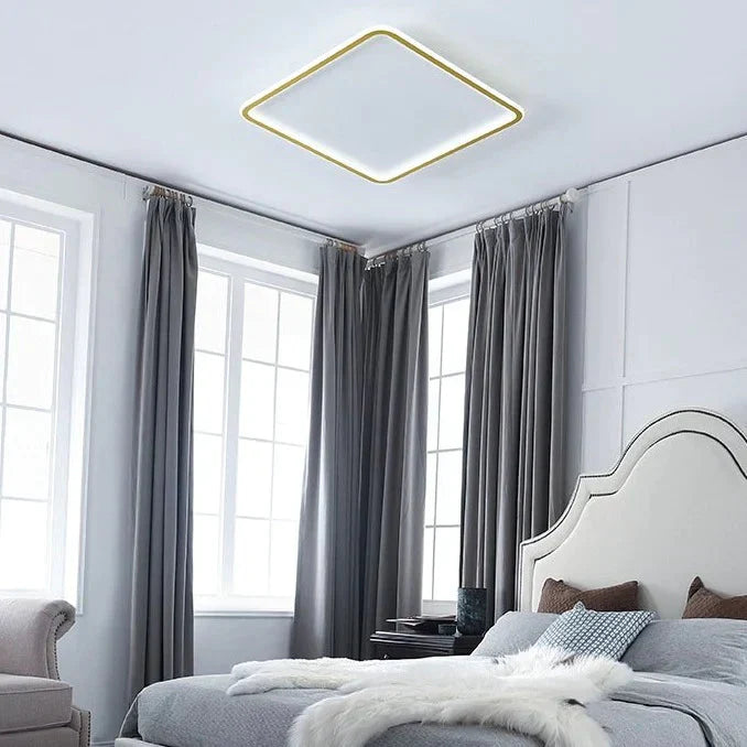 Nordic Bedroom Led Ceiling Lamp Full Copper Square