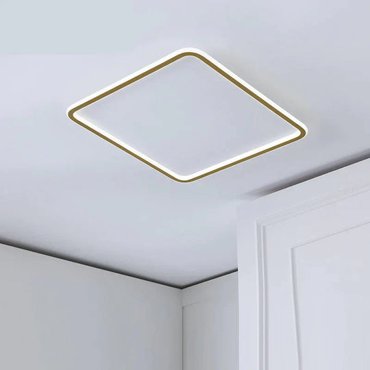 Nordic Bedroom Led Ceiling Lamp Full Copper Square